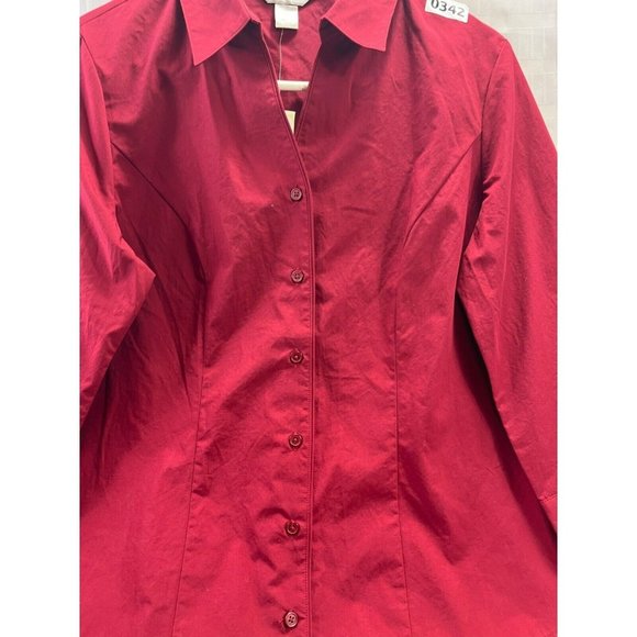 CHRISTOPHER & BANKS, Women DRESS SHIRT, 3/4 LONG sleeve, COLOR RED, SIZE M - Picture 7 of 9